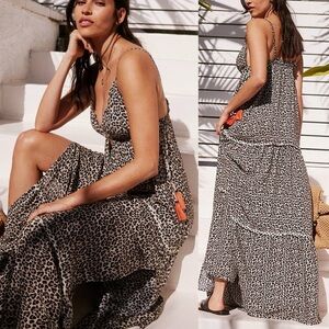 Maaji Phoebe Cover-Up Maxi Dress Leopard Sz Small